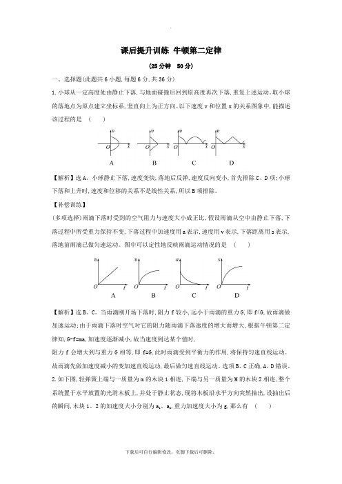 2021学年高中物理第四章牛顿运动定律课后提升训练4.3牛顿第二定律新人教版必修1