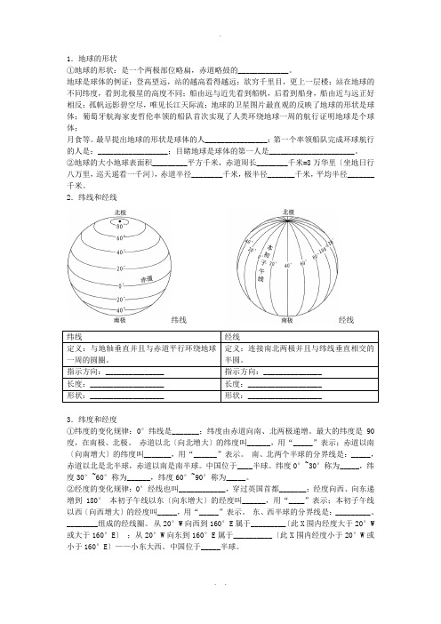 初一地理上册复习资料