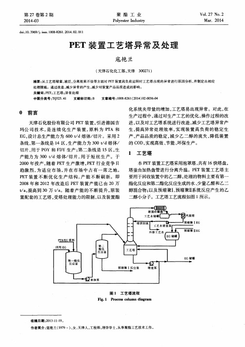 PET装置工艺塔异常及处理