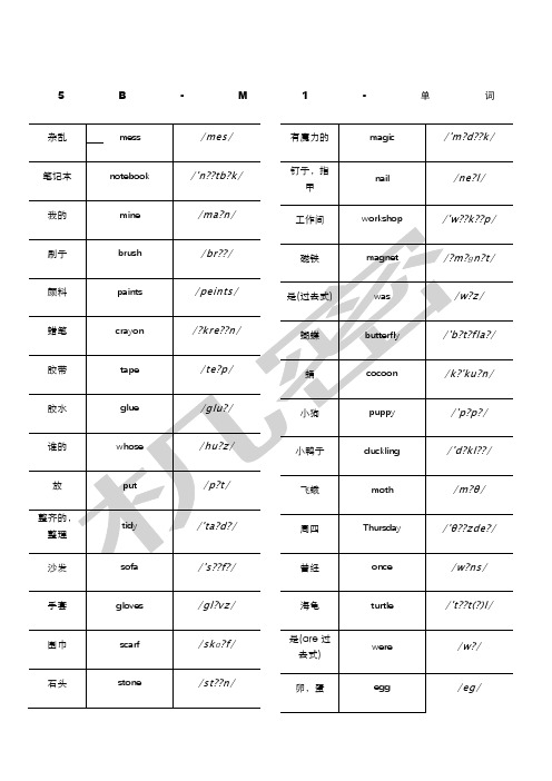 上海版牛津英语B单词含音标与短语