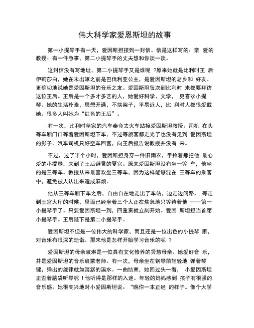 伟大科学家爱恩斯坦的故事