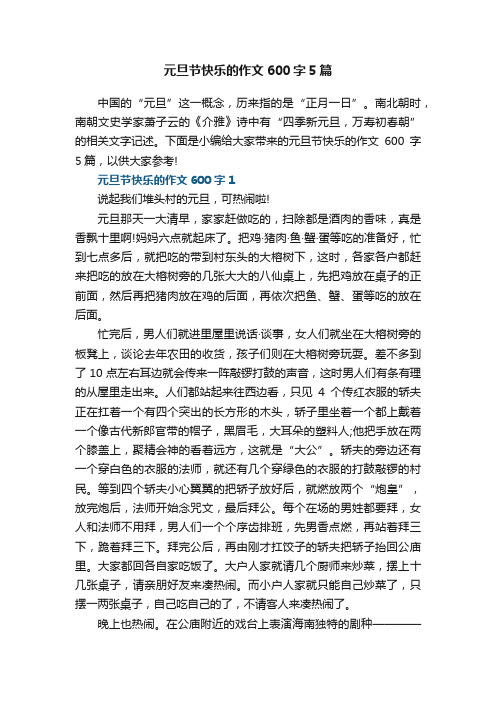 元旦节快乐的作文600字5篇