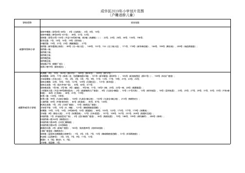 成华区2019年小学划片范围(户籍适龄儿童)