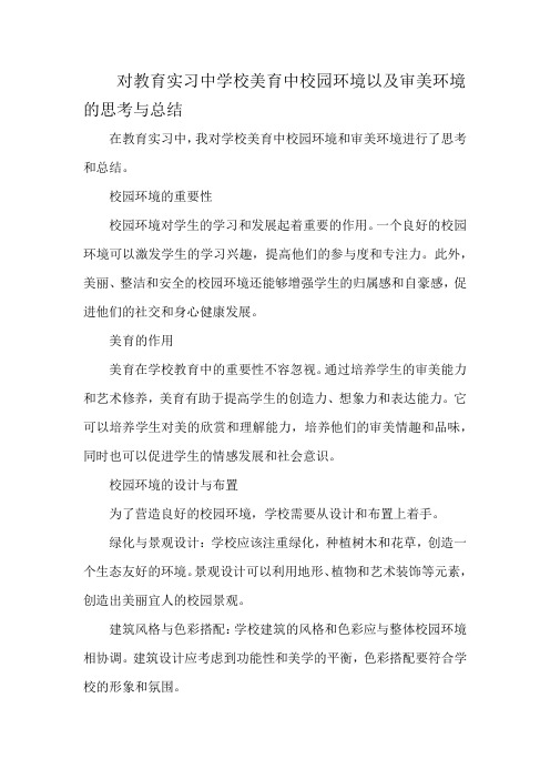 对教育实习中学校美育中校园环境以及审美环境的思考与总结