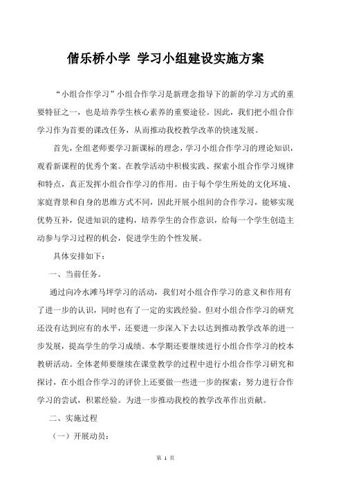 小学生小组合作学习实施方案