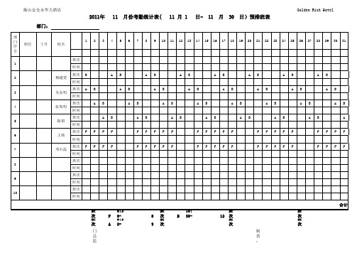 11月预排班表
