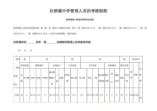 学校管理人员考核标准