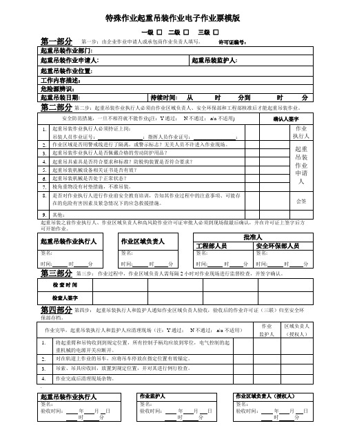 2023特殊作业起重吊装作业电子作业票模版