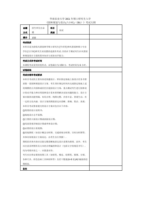 华南农业大学快题要求