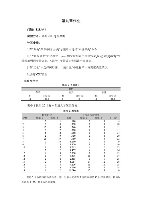 spss第九章作业聚类分析