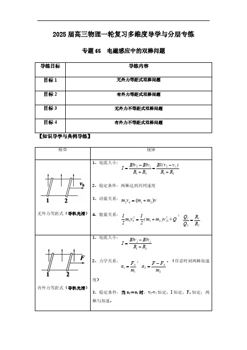 专题65 电磁感应中的双棒问题-2025版高三物理一轮复习多维度导学与分层专练