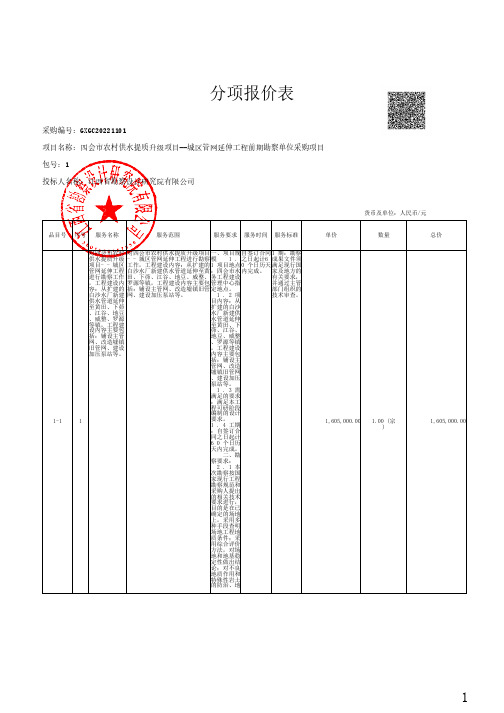 分项报价表