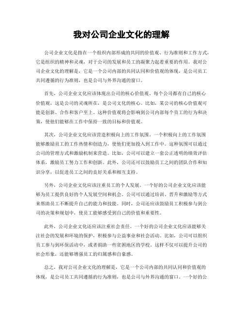 我对公司企业文化的理解