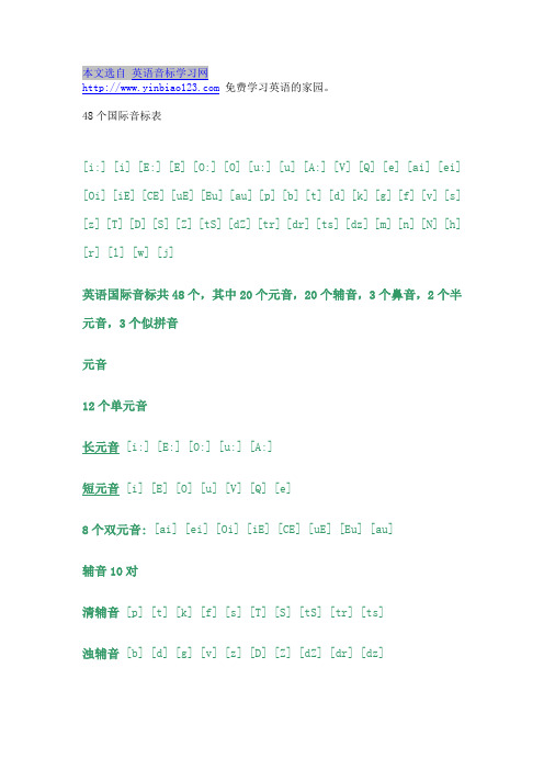 48个国际音标表(完整版)