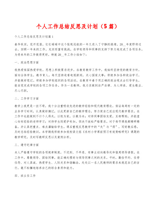 个人工作总结反思及计划(5篇)