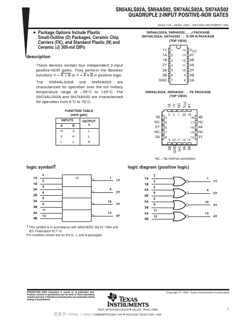 SN74ALS02ANSR,SN74ALS02ANSR,SN74ALS02ADRG4,SN74ALS02ANSRG4,SN74ALS02ADG4, 规格书,Datasheet 资料