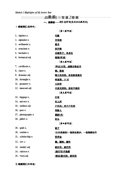 2018-2019学年高中一轮复习英语:选修七 Module 2 Highlights of My Senior Year 含答案