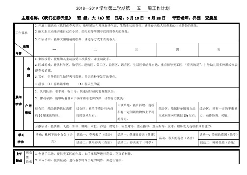 2018—2019学年第二学期第五周工作计划