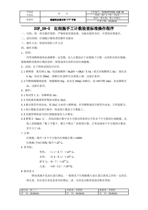 红细胞手工计数检查标准操作程序