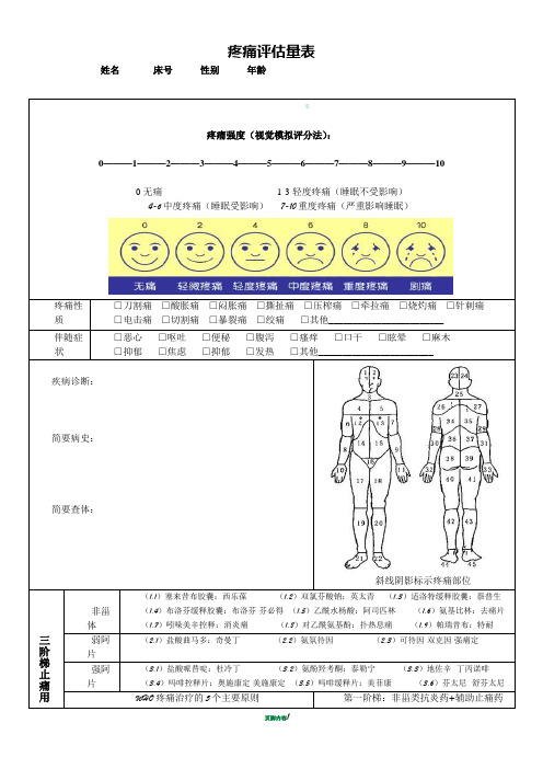 疼痛评估量表