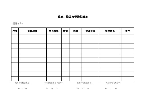 物业写字楼接管验收表格