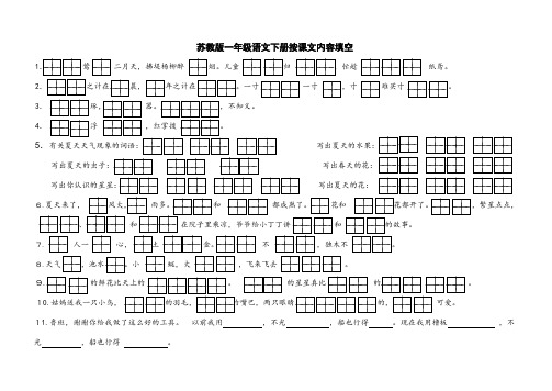 苏教版一年级语文下册按课文内容填空(1)