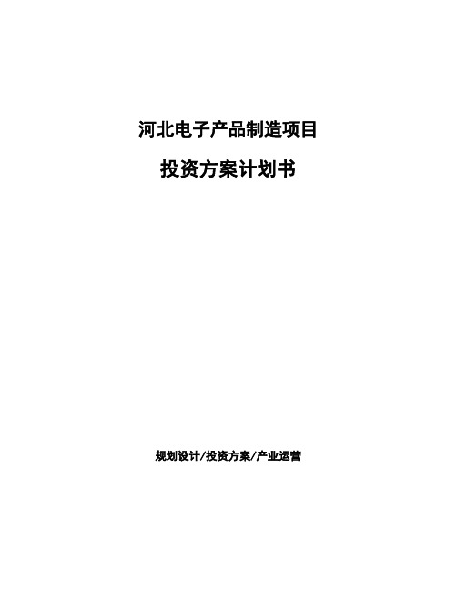 河北电子产品制造项目投资方案计划书