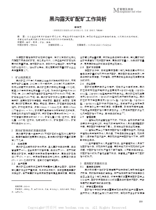 黑沟露天矿配矿工作简析