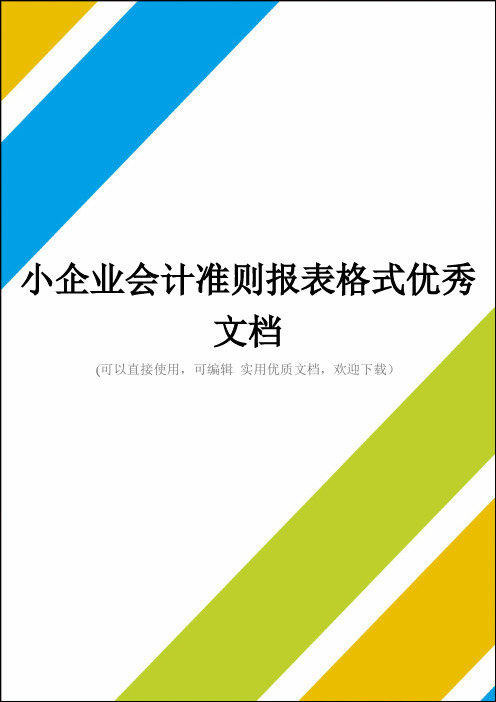 小企业会计准则报表格式优秀文档