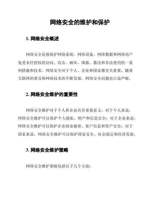 网络安全的维护和保护