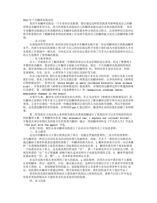 翻译实践总结报告