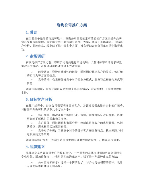 咨询公司推广方案