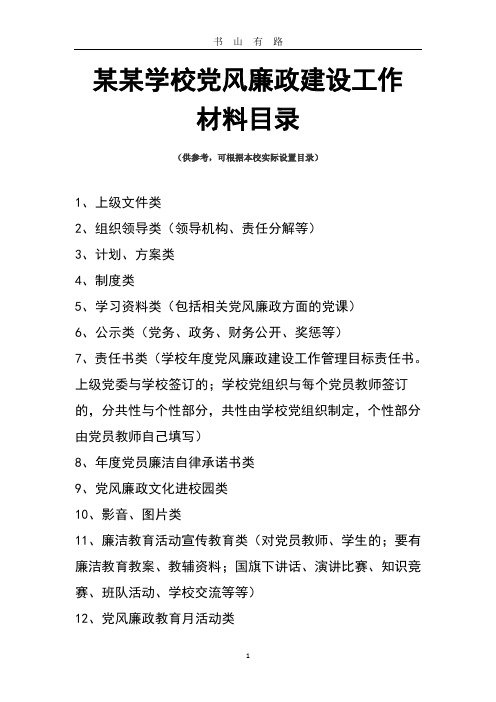 学校党风廉政建设工作材料目录(最全)word.doc