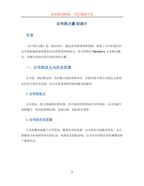 公司的力量 纪录片