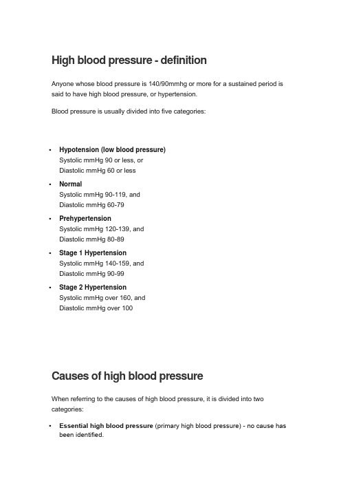 High Blood Pressure Causes, Symptoms and Treatments