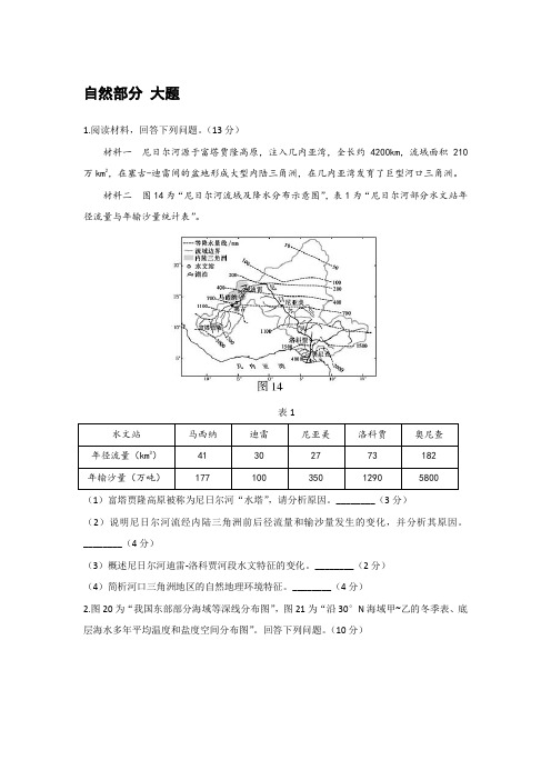 2020年地理高考自然地理大题部分。一轮复习必备