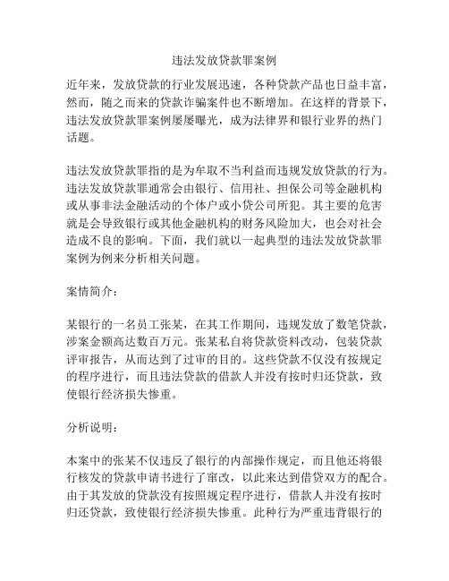 违法发放贷款罪案例