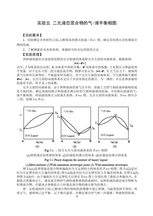 13 实验五 二元液体溶液的气—液平衡相图