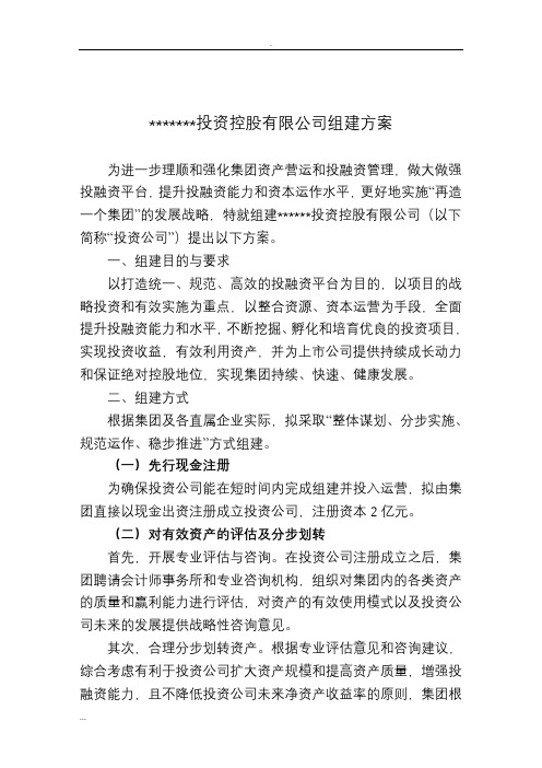 投资公司组建及方案