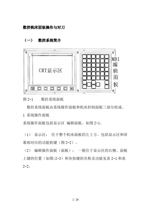 FANUC-Series-0i-MD数控铣床面板操作与对刀