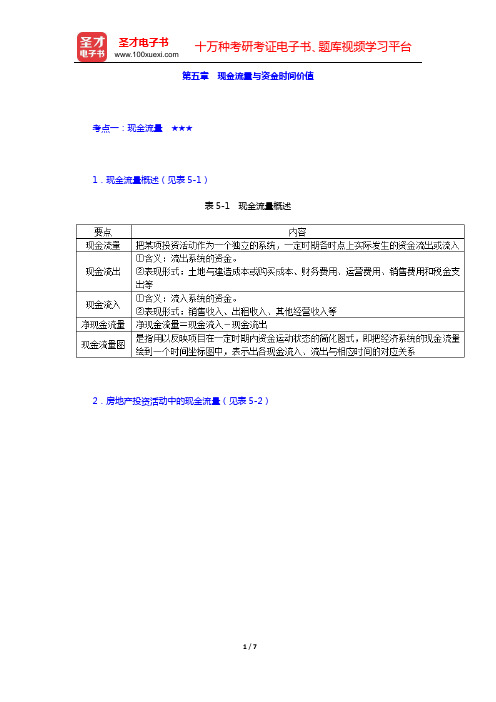 2020年房地产估价师《房地产开发经营与管理》考试科目的考点手册(第五章 现金流量与资金时间价值)【