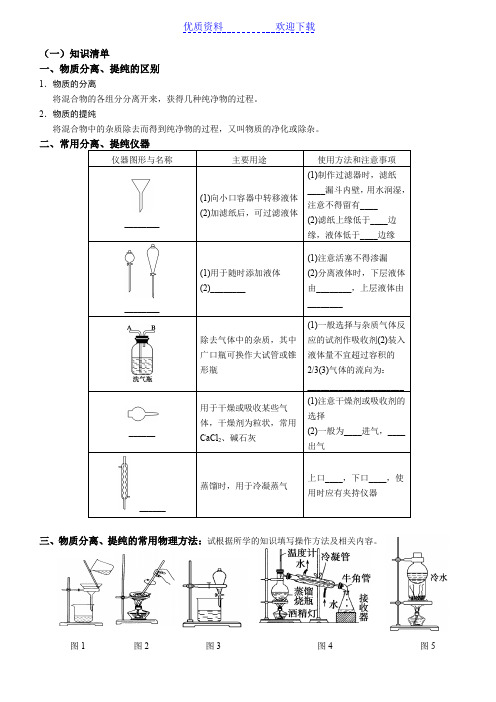 物质的分离和提纯教学案