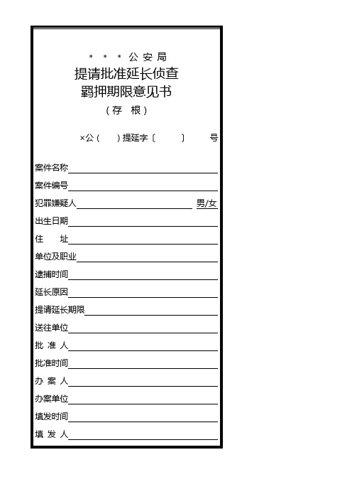 公安机关提请批准延长侦查羁押期限意见书模板