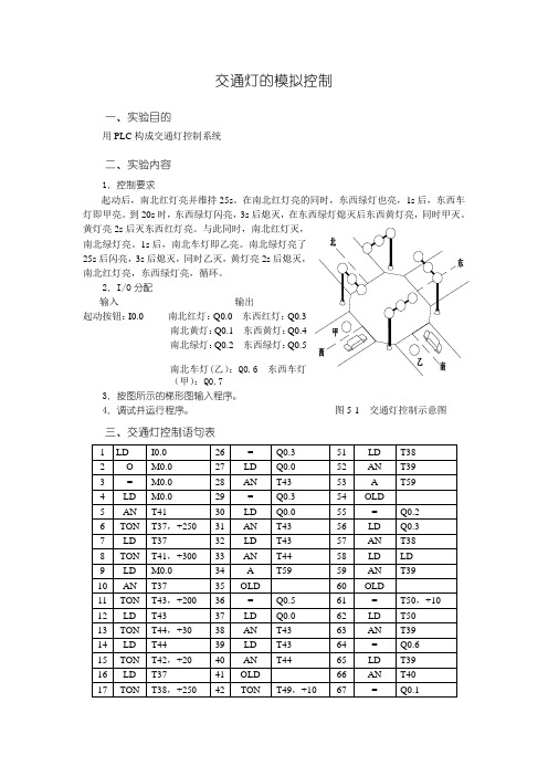 plc交通灯的模拟控制