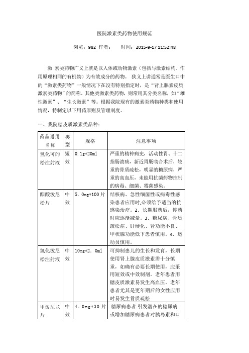 激素类药物使用规范(完整)