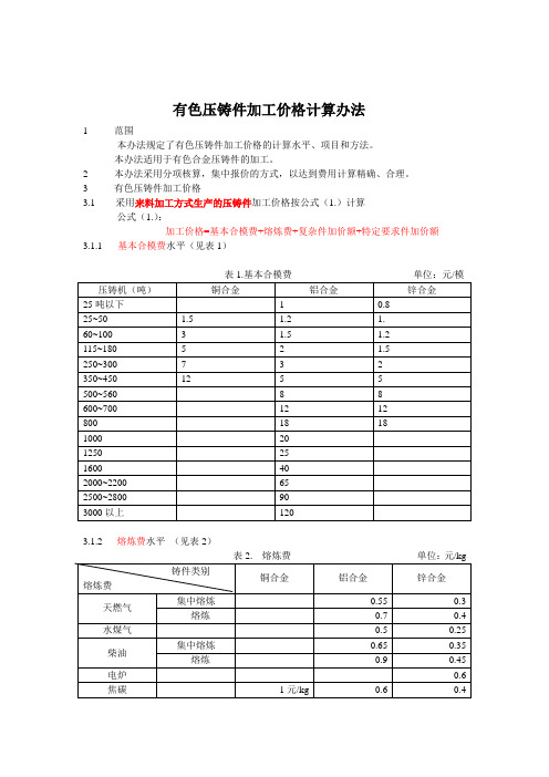 压铸件加工价格计算