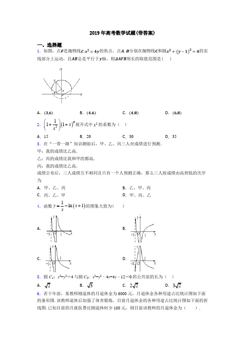 2019年高考数学试题(带答案)