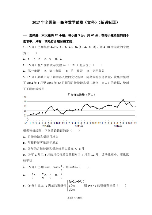 2017年全国统一高考数学试卷(文科)(新课标ⅲ)