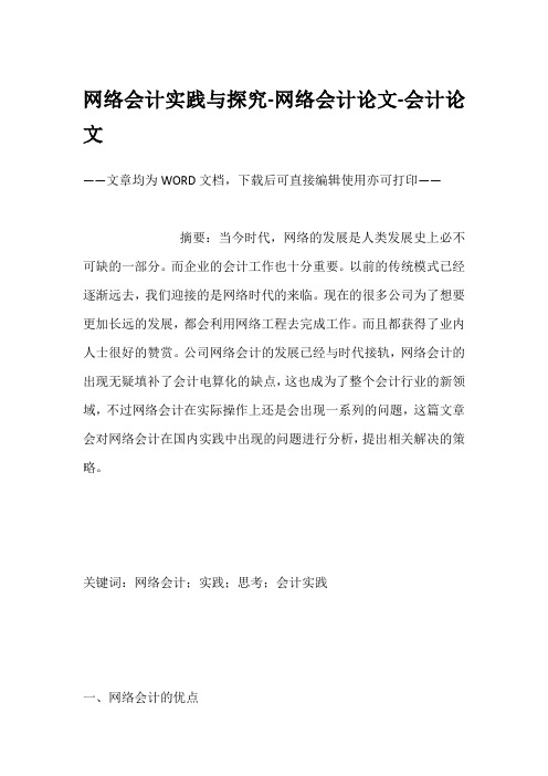 网络会计实践与探究-网络会计论文-会计论文