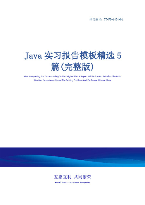 Java实习报告模板精选5篇(完整版)